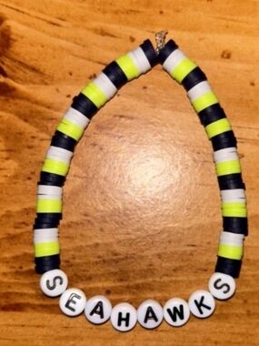 Seattle 'Seahawks' Handmade Beaded Clay Bracelet